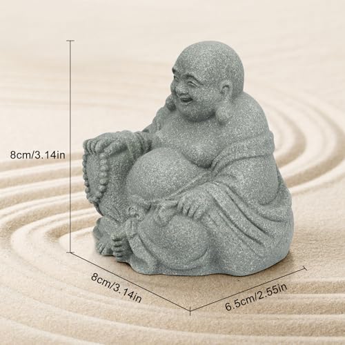 Estatua Feng Shui Buda de Piedra Sonriente 3.1 pulg miniatura 4