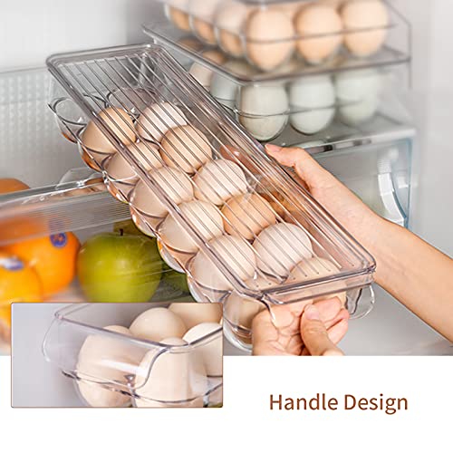 Egg Storage Container For Refrigerator 2 Pack, Egg Tray Holder For Refrigerator With Lid, Clear Plastic Stackable Refrigerator Organizer Bins Holds 14 Eggs #TOP1