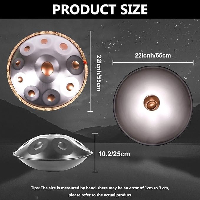 432, 440 Hz Handpan Tambour En Acier 9/10/12 Notes 22 Pouces ''Gold Performer'' En Ré Mineur, En Acier, Pour Méditation, Yoga, Guérison Par Le Son, Avec Sac Handpan Doré(Golden eye,10 Notes (432Hz))