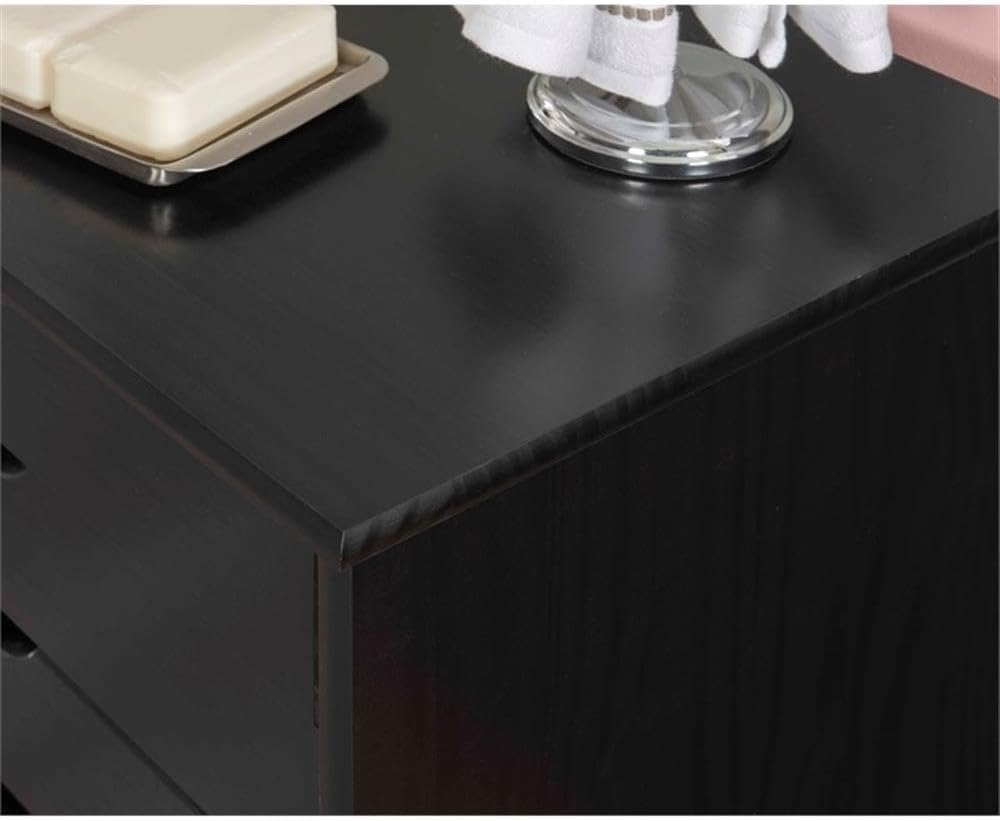 Linon Callie Black Six Drawer Rolling Storage Cart in Black Wood