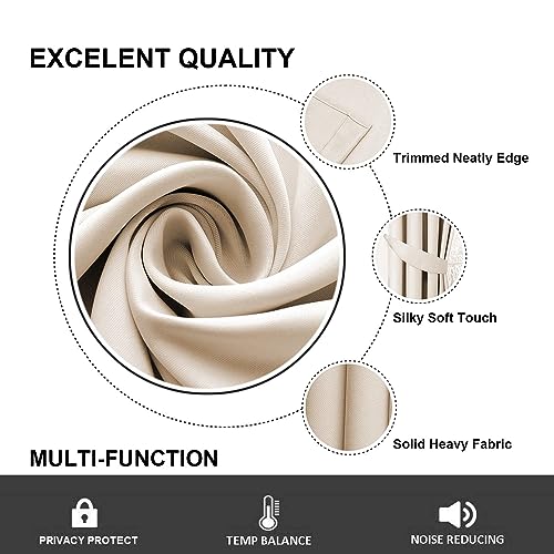 Aspire Homeware Pencil Pleat Blackout Curtains for Bedroom - Cream Curtains 90x90 Inch Drop - Thermal Insulated Soft Living Room Window Curtain with Matching Tiebacks, 2 Panels - Image 6