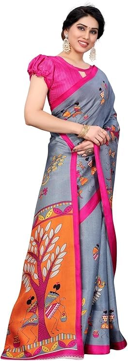 Sari de seda artística con blusa sin coser pack de 2 prendas mujer 6