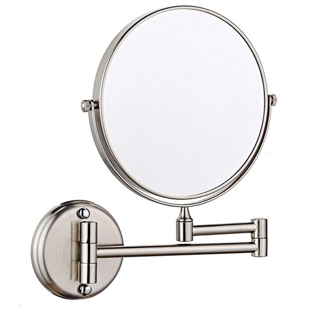 Miroir maquillage double face 1X 3X grossissant et pivotant nickel