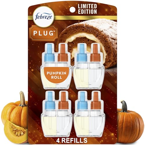 Febreze Plug In Air Freshener Odor-Fighting Scented Oil Refill Pumpkin Roll Scent 4 Refill