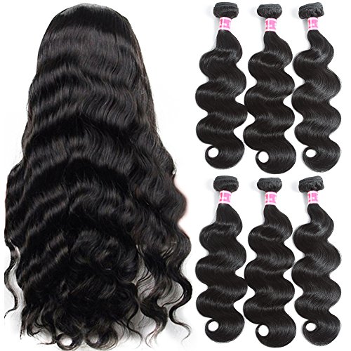 B&P Hair Brazilian Virgin Hair 3 Bundles Body Wave Weft 7A Unprocessed Human Hair Weave Extensions Natural Color 22 24 26inches Full Head