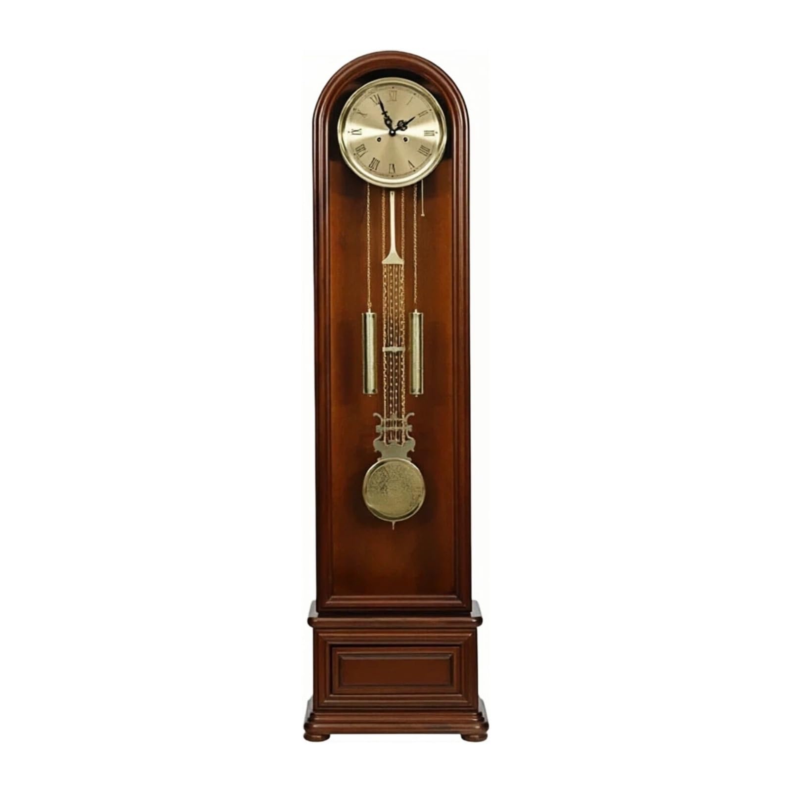 WANGHAI-666 Grandfather Clocks Wood Grandfather Clock Floor Pendulum Chimes Roman Numeral for Home(Bruin)