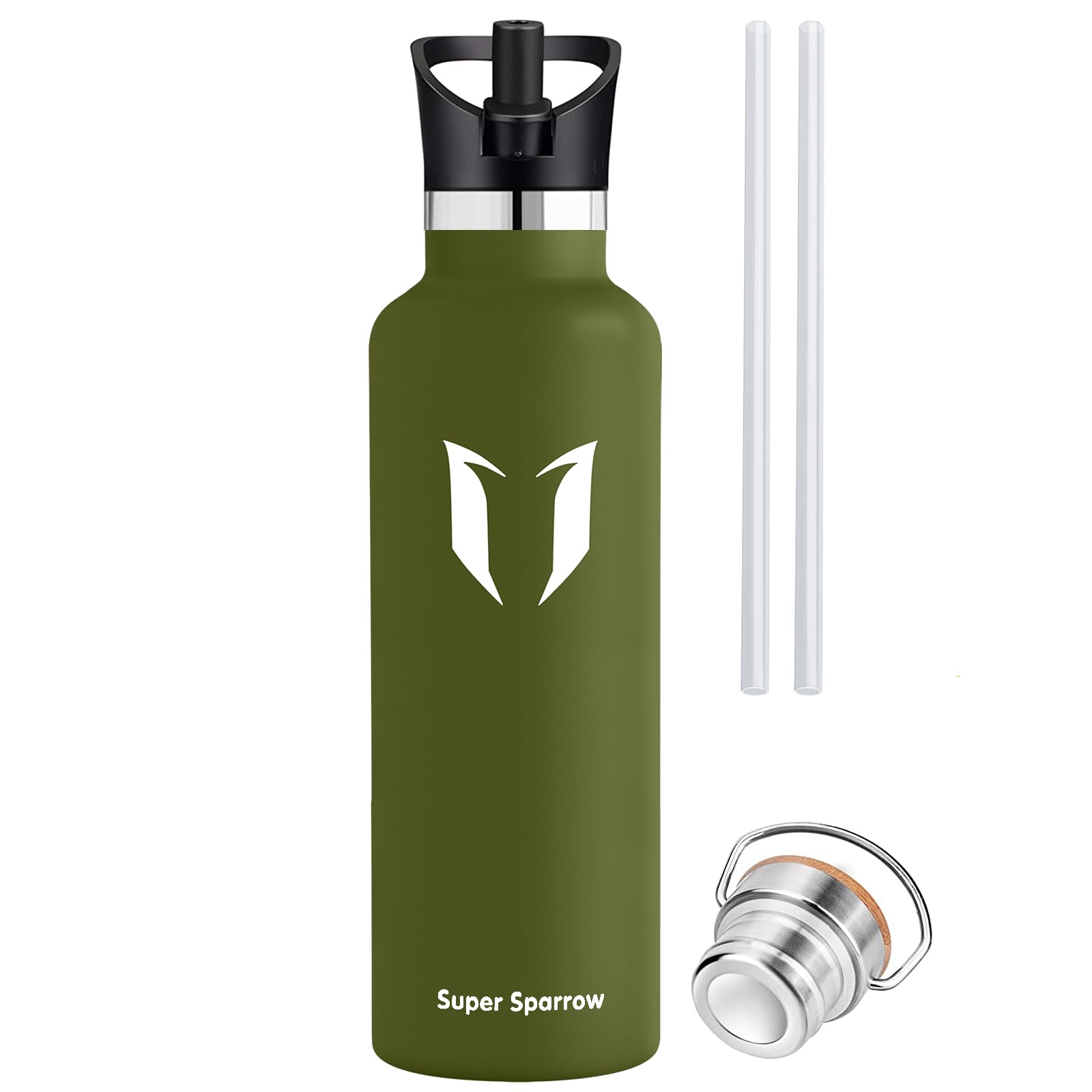 Super Sparrow Borraccia Termica - Bottiglia Termica Senza Perdite - 350ml/500ml/620ml/750ml/1L - Senza BPA Borracce Bambini - Per Scuola, Sport, Campeggio, Palestra, Ciclismo - Con 2 Tappi