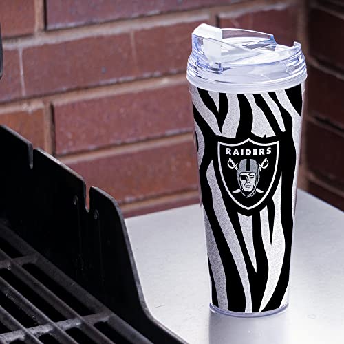Image of Rico Industries NFL Football Glitter 24oz Acrylic Glitter Tumbler with Hinged Lid, Officially Licensed Double Wall Tumbler with Straw