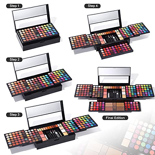 CHARMCODE Professional All in One Makeup Kit for Women Full Kit,186 Colors Make Up Palette Valentine Gift Set, Including Eyeshadow,Lip Gloss,Concealer,Highlighter,Contour,Brow Powder,Mascara,Blush & Brush