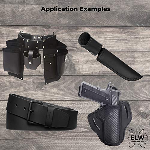 Elw Black Latigo Leather 9-10Oz (3.6-4Mm) Straps, Belts, Strips 1/2" (1.3Cm) Wide X 72" (1.83M) Long Full Grain Leather Cowhide Tooling Leather Heavy Weight #TOP3
