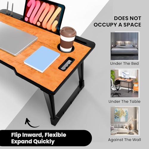 Image of Study Table Bed Table Premium Laptop Table /Foldable and Portable Wooden /Writing Desk for Office /Home /School (COTTED WOODDD)
