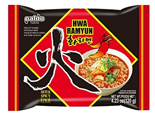 Image of Paldo HWA Ramyun Noodles, 120 grams (Pack of 10) | Spicy Korean Noodles |