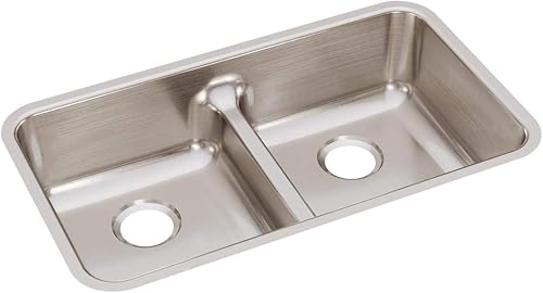 Miniatura 3 de Elkay ELUHAQD3218 Lustertone Classic - Fregadero de acero inoxidable con división Aqua