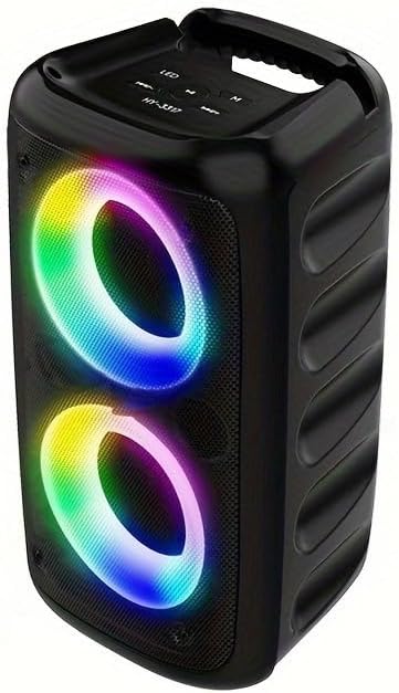 Front view of Enbiawit HY-3317 Portable Bluetooth Speaker with colorful LED lights