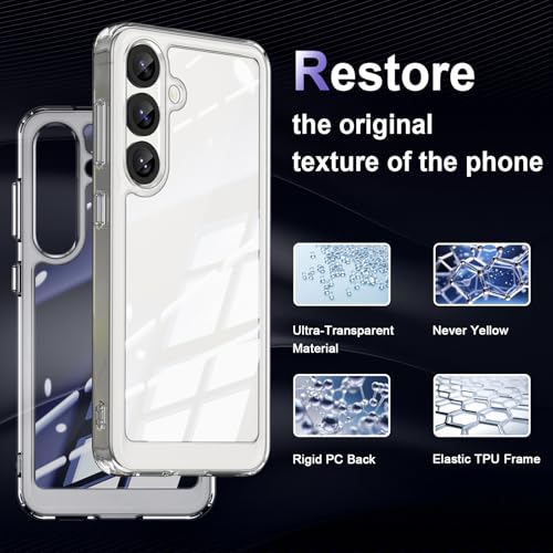 Image of Case for Samsung Galaxy S25 5G, Military Grade Drop Protection Phone Case, Yellowing Resistant, Anti-Scratch Hard PC Back, Shockproof Hard Ultra-Thin Protective Cover, Clear