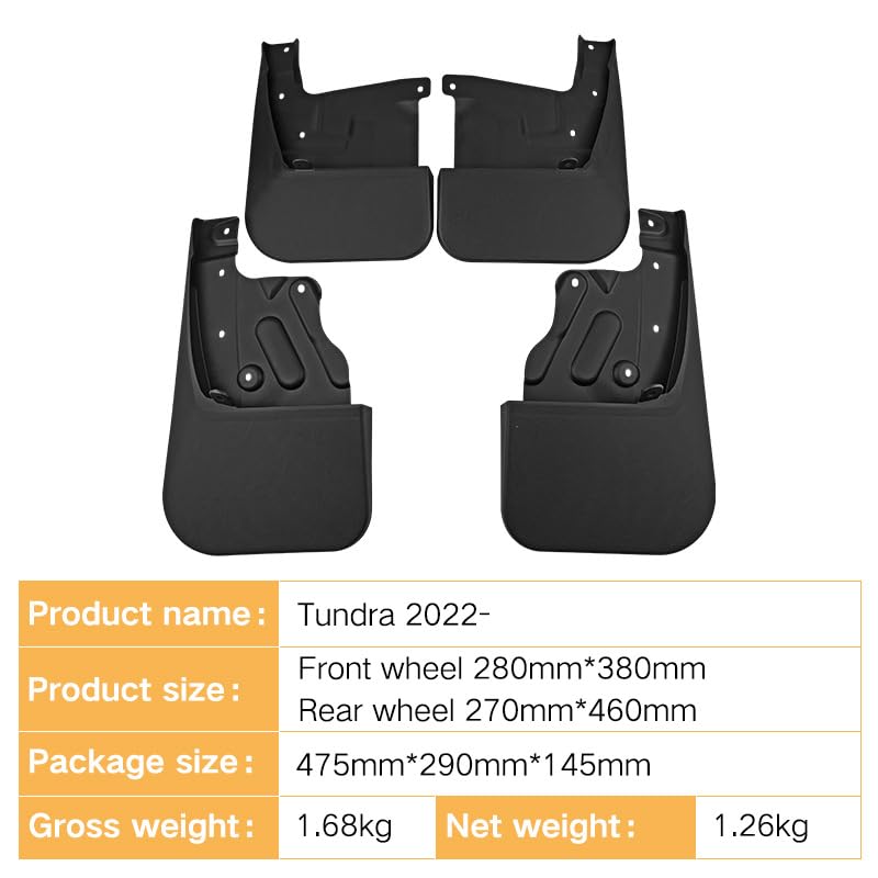 Image of 4Pcs Wheel Mud Flaps for Toyota Tundra 2022 2023 Front & Rear Tire Protector Mudflaps Splash Guards,No Drilling Required