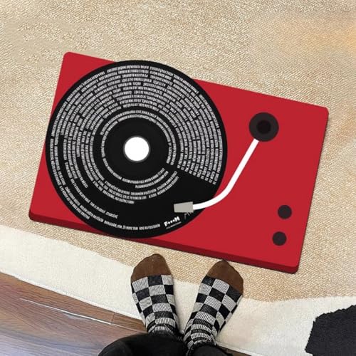KRIPINC Alfombra Disco Vinilo, Alfombra Baño Diatomita Absorbe Agua Antideslizante, Musica Tapetes para Sala, Dormitorio, Pie de Cama, Cocina, Baño (Estilo D, 60x90cm)