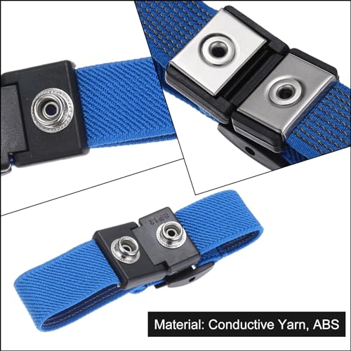 Image of MECCANIXITY 3Pcs Anti Static Wrist Strap, Dual Circuit Antistatic Bracelet Adjustable Cordless for Computer Electronics Repair Deep Blue