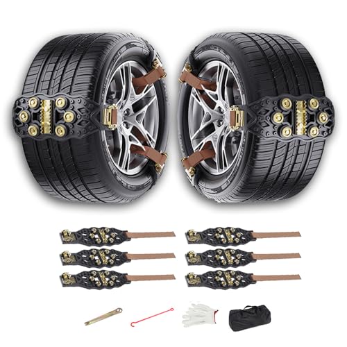 Cadenas De Nieve para Kia Rio, Cadenas Para Nieve Antideslizantes, Con Correas Ajustables Y Clavos Reforzados TraccióN Segura En Nieve Y Arena Durabilidad,A-Black-6pcs