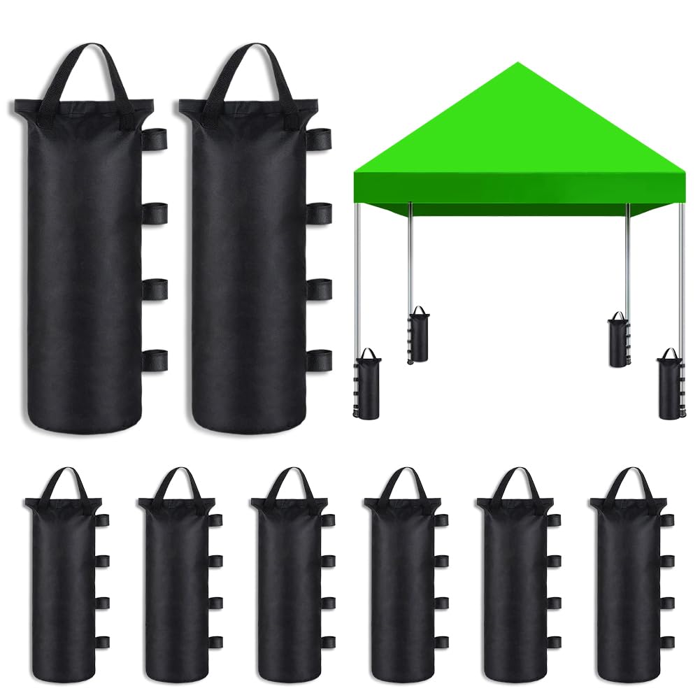 8 Bolsas de Arena para cenador, 50 x 20 cm, Bolsas de Arena Oxford 800D para Rellenar, Pesos para Carpa, 12 kg, Bolsa de Arena con Doble Costura, Peso para Tienda de Arena para jardín, Playa, Tienda