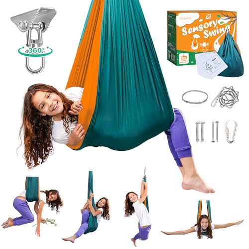 Sensory Swing for Kids Indoor Outdoor & 360° Hardware -