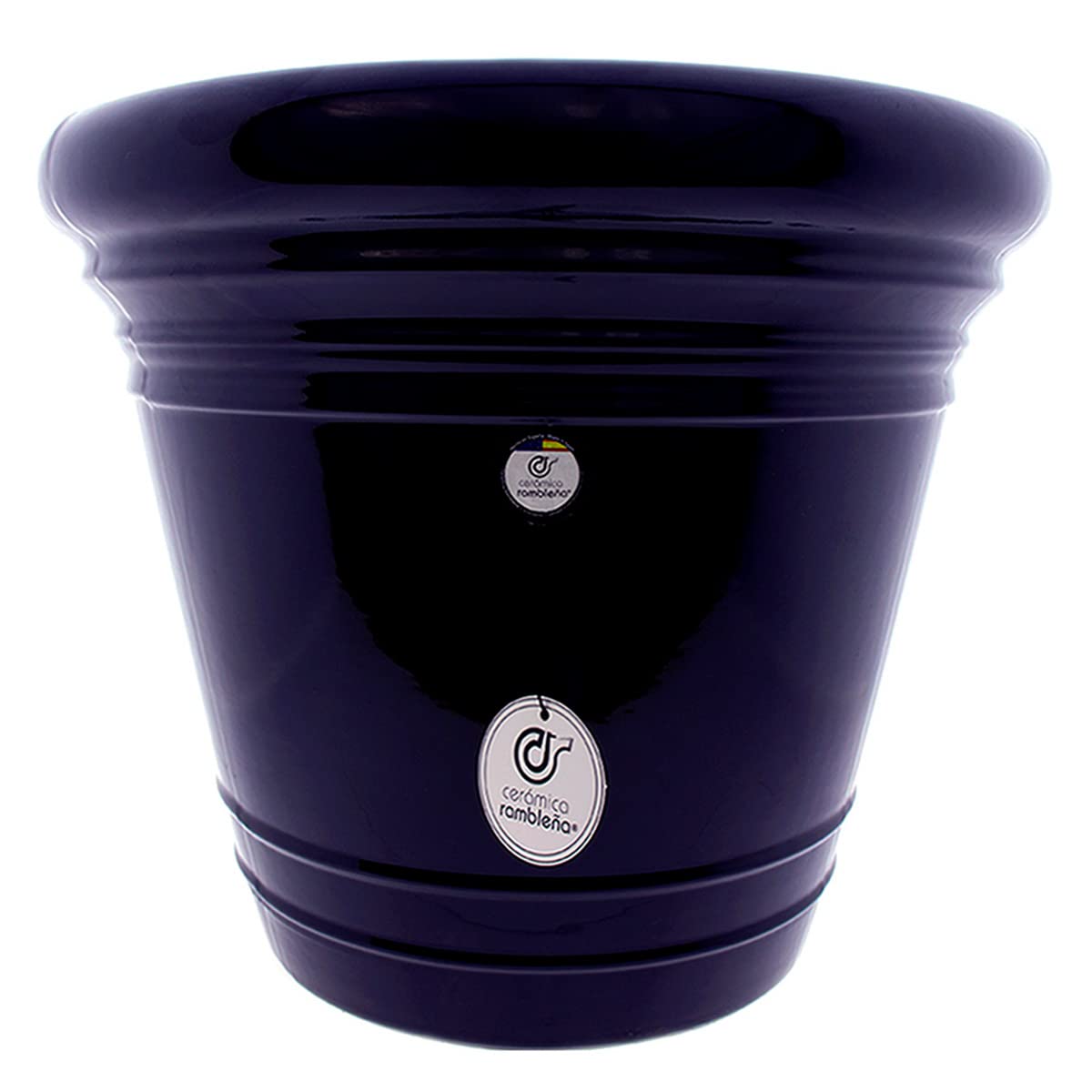 CERÁMICA RAMBLEÑA | Maceta Grande | Maceta Original | Maceta Exterior | Maceta Pintada rambleña - Azul Cobalto - Modelo D120 | 35x35x33 cm