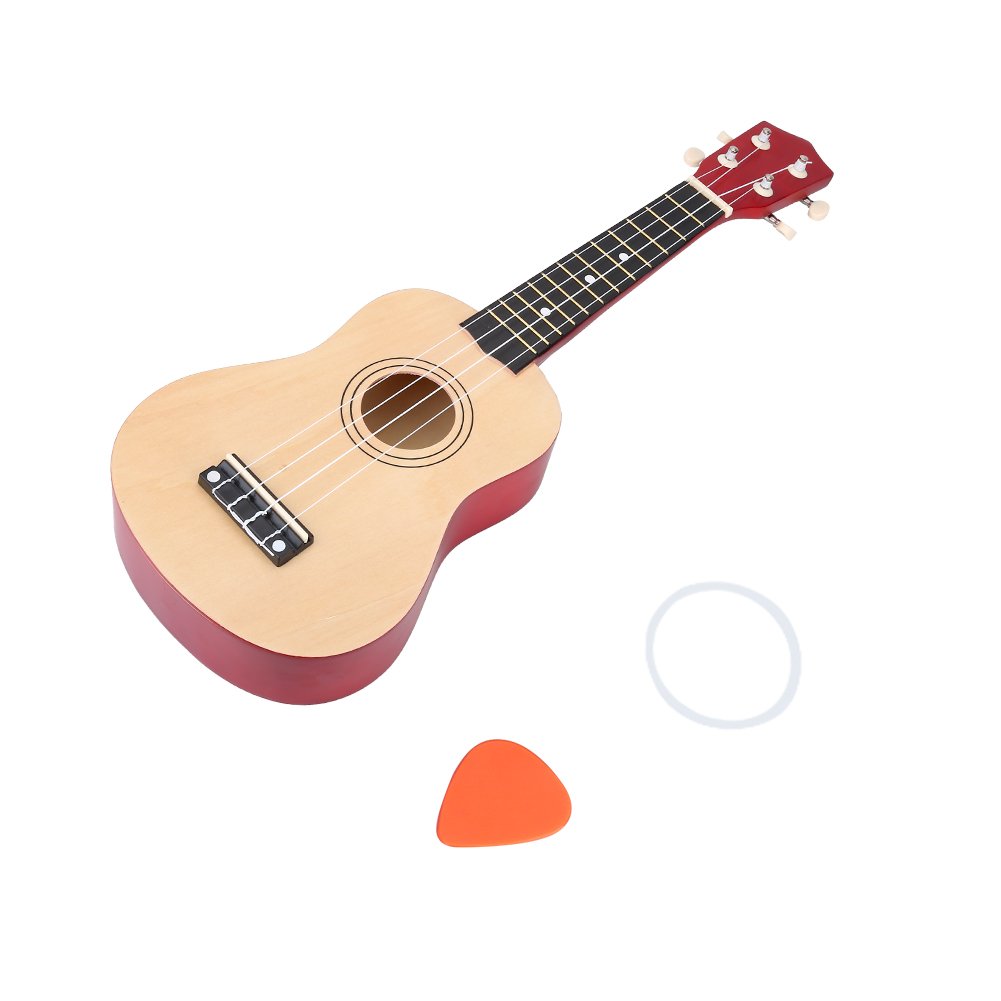 POENVFPO Ukulele da 21 Pollici, Tiglio, Corda in Nylon (Legno naturale) | Design a 12 tasti, per bambini principianti, scelta casuale inclusa, ispira talenti musicali