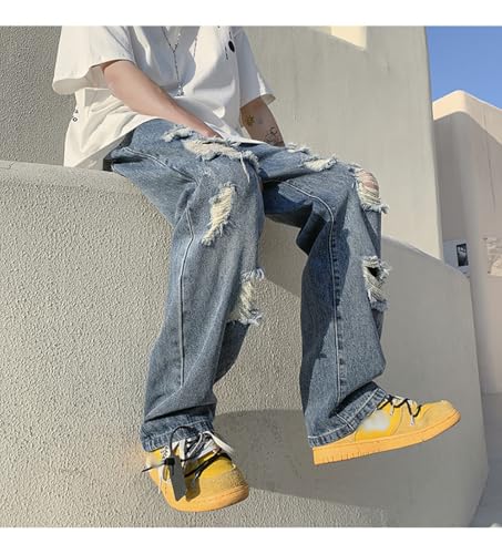 jupkem Men's Y2k Casual Ripped Jeans Fashion Straight-Leg Baggy Street Style Jeans Hip-hop Harajuku Distressed streetrwear2
