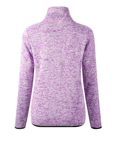 Image of Dolcevida Women's Long Sleeve Sweater Fleece Zip Up Speckled Jacket with Pockets