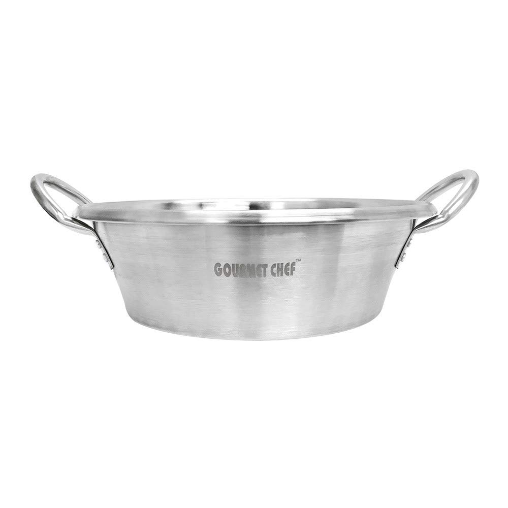Stainless Steel 16 Inch x 5-1/2 Inch Outdoor Cooking Flate Surface Carnitas Cazo Pot Pan
