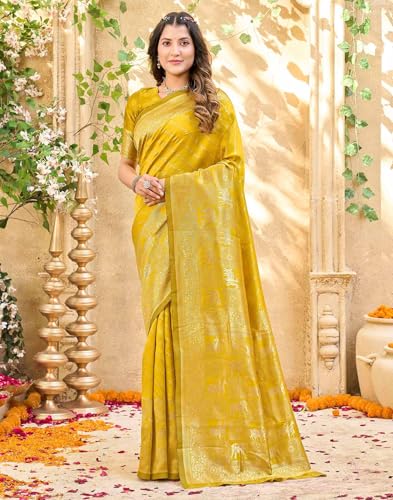 Image of SIRIL Women's Banarasi Silk Saree Pure Silk Saree With Unstitched Blouse Piece