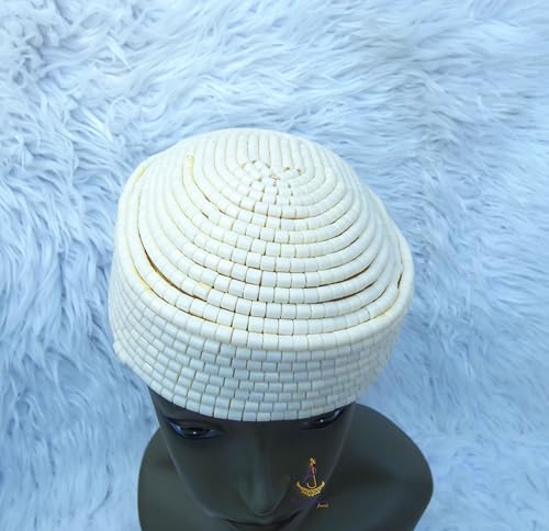 Jewels Red Beaded Traditional Edo Crown Cap, African Bridal Headdress for Ceremonies4