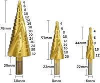 Vista 3 de Spiral Grooved Step Drill Bit Set HSS Titanium Hole Drilling Spiral Flute Cobalt Step Cone Drill,Carbide Step Drill Bit Woodworking Drill Bit HSS