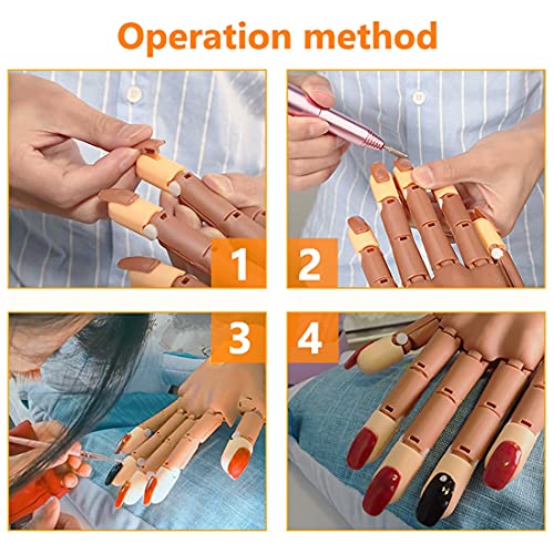 Nail Practice Hand for Acrylic Nails-Flexible Nail Training Hand Kits, Fake Mannequin Hands with False Nail Tips, Nail Files and Clipper for Nail Art Beginner