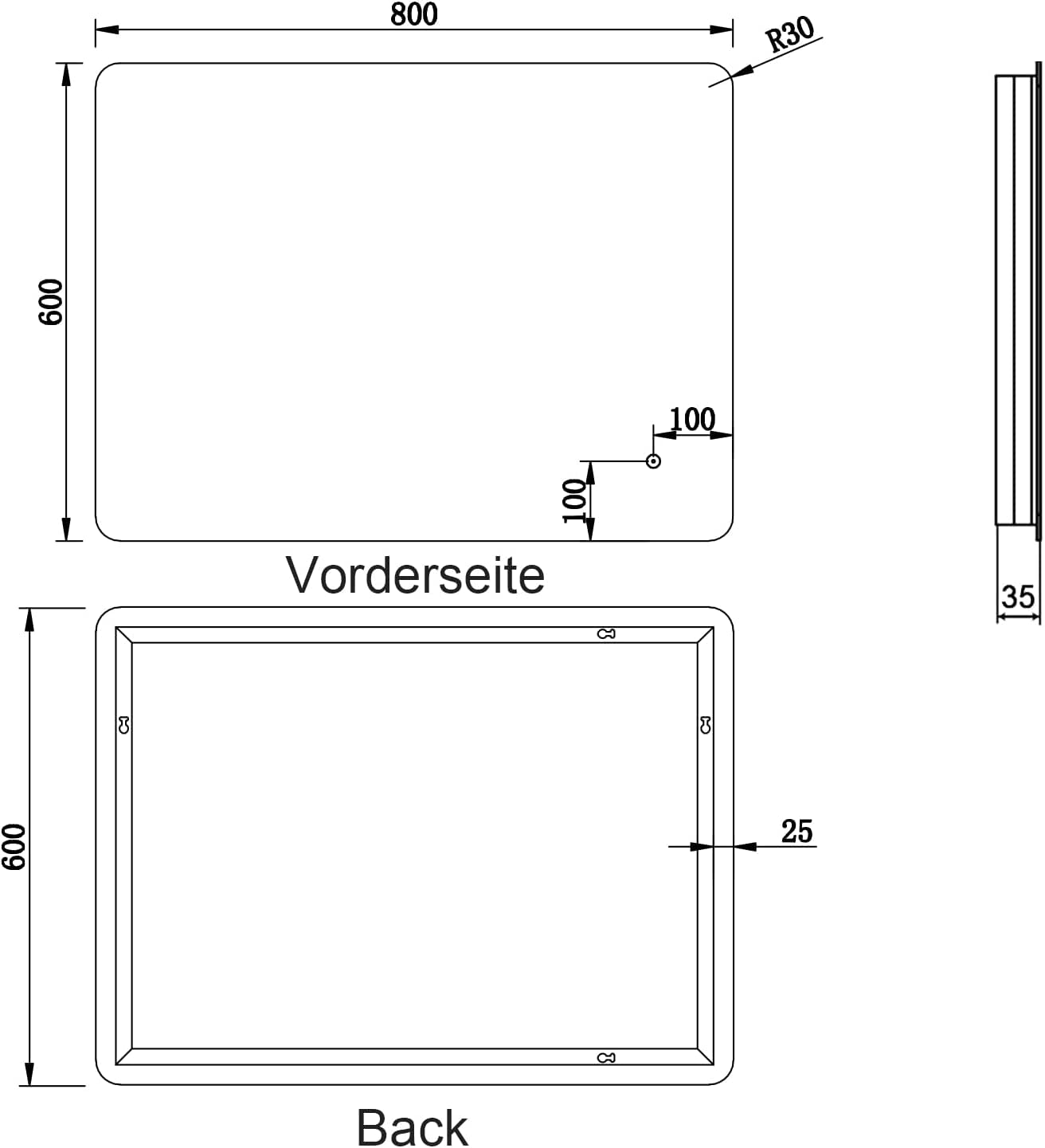 SONNI Specchio Retroilluminato Bagno a LED,Specchio da Parete Moderno da Luce Bianco IP44 Impermeabile Risparmio Energetico (80x60 cm)
