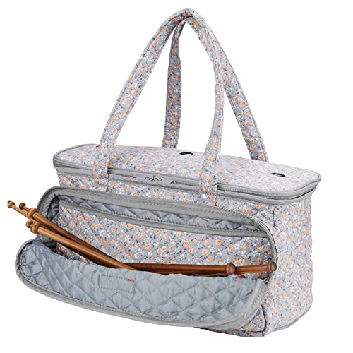 Image of Yarn Bag-Yarn Storage Organizer with Grommets-Portable Crochet Bag for Yarn Skeins-Crochet Hooks-Knitting Needles -Other Accessories (Tulip-Orange)