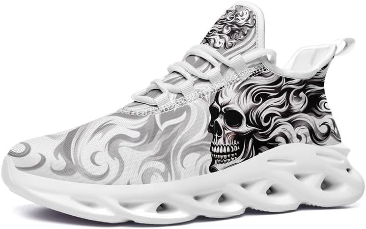 Fashion Skull Running Shoes for Men Women Edgy Elegance Sneakers Gothic Light Weight Mesh EVA Walking Tennis Sports Shoes