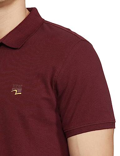 Image of Spykar Men's Slim Fit Polo Neck Half Sleeve Solid Casual T-Shirt