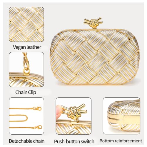 Image of Clutch Purses for Women, Vegan Leather Evening Handbag with Gold Chain