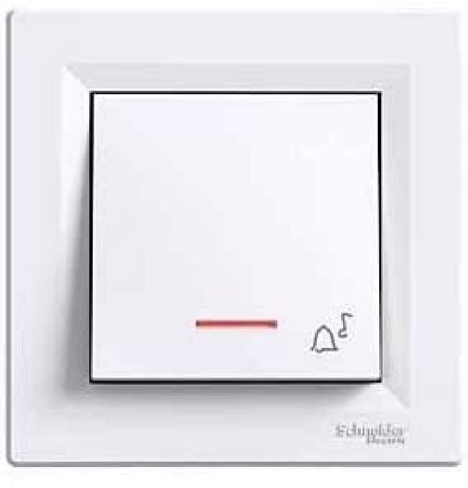 asfora – Sonnette avec LED, interrupteur, interrupteur, prises, complet, schneider electric, Blanc, Neuf