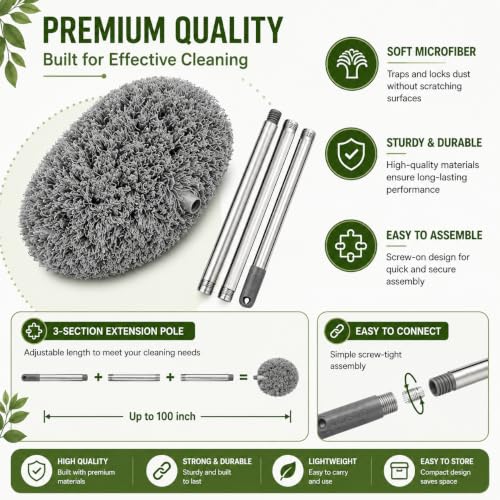 Image of Fan Cleaner Brush with Long Rod Flexible Fan Cleaning Mop Microfiber Dust Cleaner Foldable Duster for Home Cleaning (Fan Cleaning Mop)
