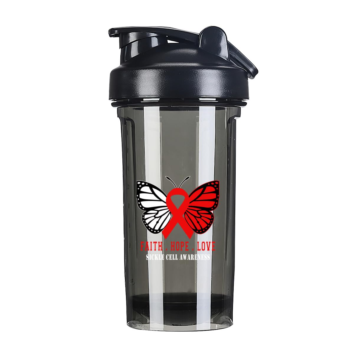 Butterfly Sickle Cell awareness 18 Ounce Shaker Cup,Fashion Theme Pattern Shaker Bottle Leak-proof Workout Shake Bottles 500ML/18 oz Perfect for Pre Workout