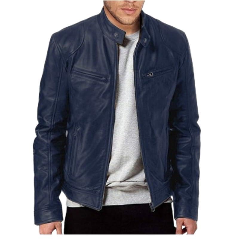 Manteau de motard à fermeture éclair et col montant coupe-vent