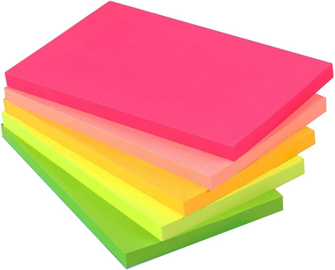 Sticky Notes, 5 Colour Paper, Multicolour Sticky Notes 76x102mm (Pack of 400 Sheets)