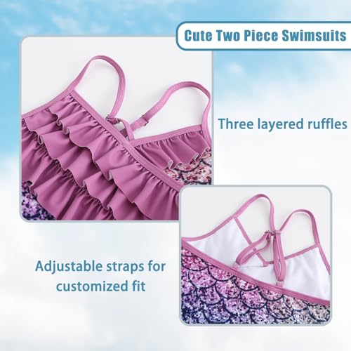Image of Girls Tankini Swimsuits Two Piece Bathing Suit Hawaiian Ruffle Swimwear Set for Kids Girls 3-16 Years