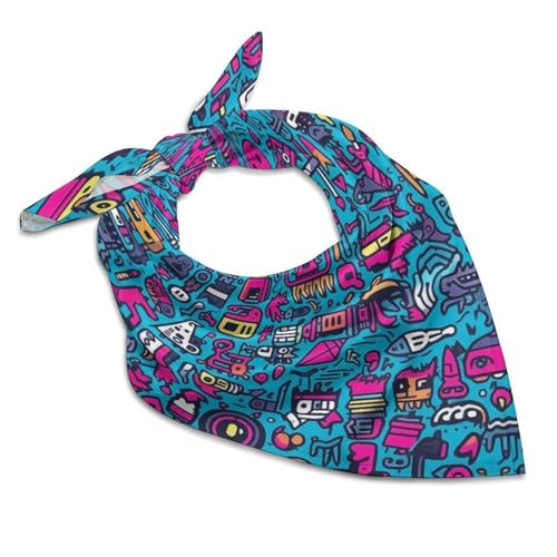 ducanll Abstract Alien Fashion Silk-Like Bandanas Wacky Unisex Head Wrap Square Scarf Wristband for Bachelorette Party Dresses Wedding Party - 25