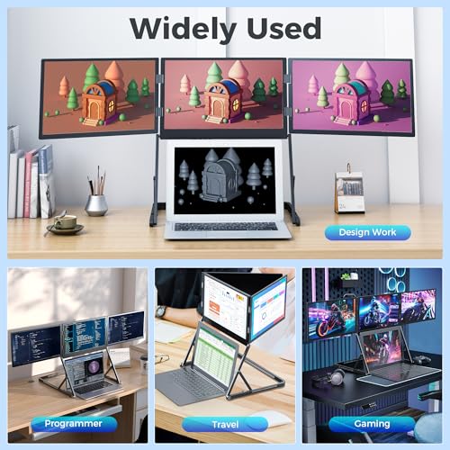 Laptop Screen Extender, 15.6" FHD 1080P IPS Portable Foldable Triple Monitor, Laptop Monitor Extender, HDMI/USB-C Plug n Play for Windows, Mac, Android, Switch, PS5 - Image 7