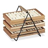 ringtablette Details: Gesamtmaße HBT: ca. 20 x 25, 5 x 18 cm - Ständer aus Metall - Ringtabletts aus Akazienholz