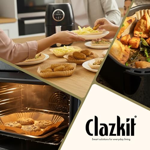 Image of Clazkit 100 PCS Air Fryer Paper Liners Disposable | 8 Inch Square Parchment Sheets | Oil Proof, Non-Stick & Heat Resistant Baking Paper for Air Fryer, Microwave, Oven & Roasting