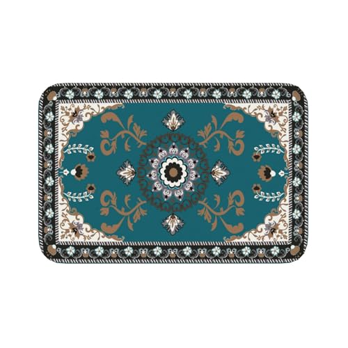 Tapete vintage pequeño 40x60 cm anti deslizante azul miniatura 3